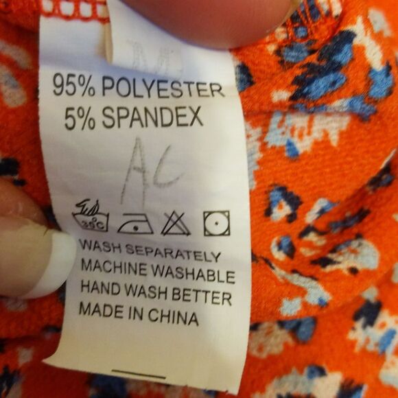 Bonkwa orange/red floral romper, lightweight & flowy, spring/summer,  M - Picture 6 of 8